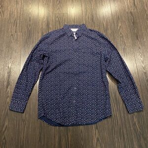 Ben Sherman Dark Blue Patterned Button-Up Shirt